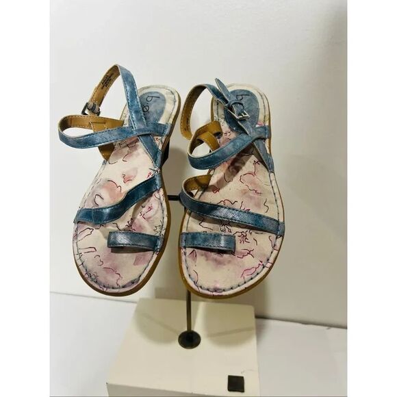 Born Shoes - b.o.c by Born Brielle Women's Blue Metallic  Strappy Sandals Sz 6M